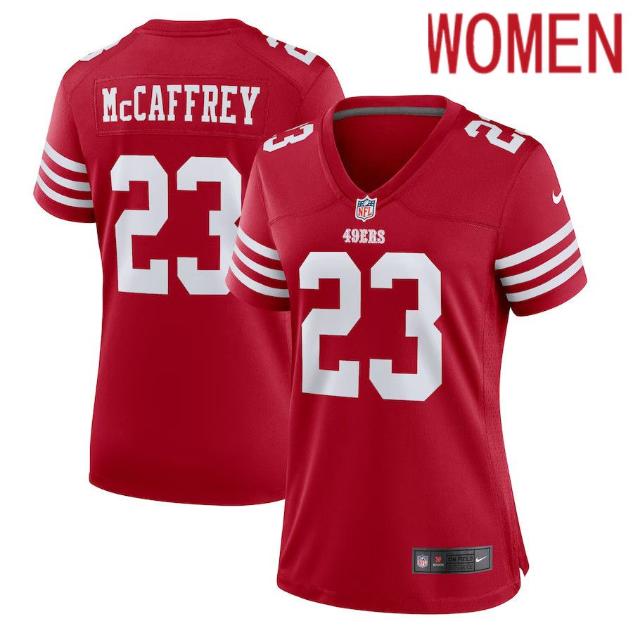 Women San Francisco 49ers #23 Christian McCaffrey Nike Scarlet Game Player NFL Jersey->customized nfl jersey->Custom Jersey
